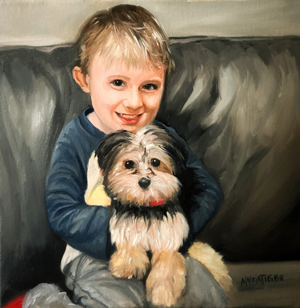 Portraiture in Oil Client provides photos for reference By Nanette Catigbe. Pet portrait in oil Price varies with Size